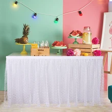 6 футов/9 футов, юбки для стола, белая шелковая Свадебная юбка для стола, украшение для отеля, банкетных мероприятий, отеля, домашнего стола