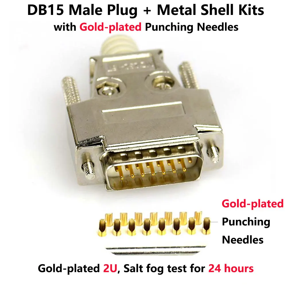 DB15 штекер/гнездо металлический корпус комплект 2 ряда 15 Pin последовательный порт разъем D-SUB15 адаптеры