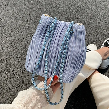 

Summer Small Bucket Bag 2020 New Fold Fashion Chain Shoulder Bag Female Wild Messenger Bag High Quality Women Purse and Handbags
