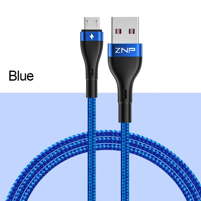 ZNP кабель Micro USB Быстрая зарядка для Redmi 7 7A Note 5 Android мобильный телефон Microusb кабель USB для samsung J5 J7 Кабель зарядного устройства - Цвет: Blue