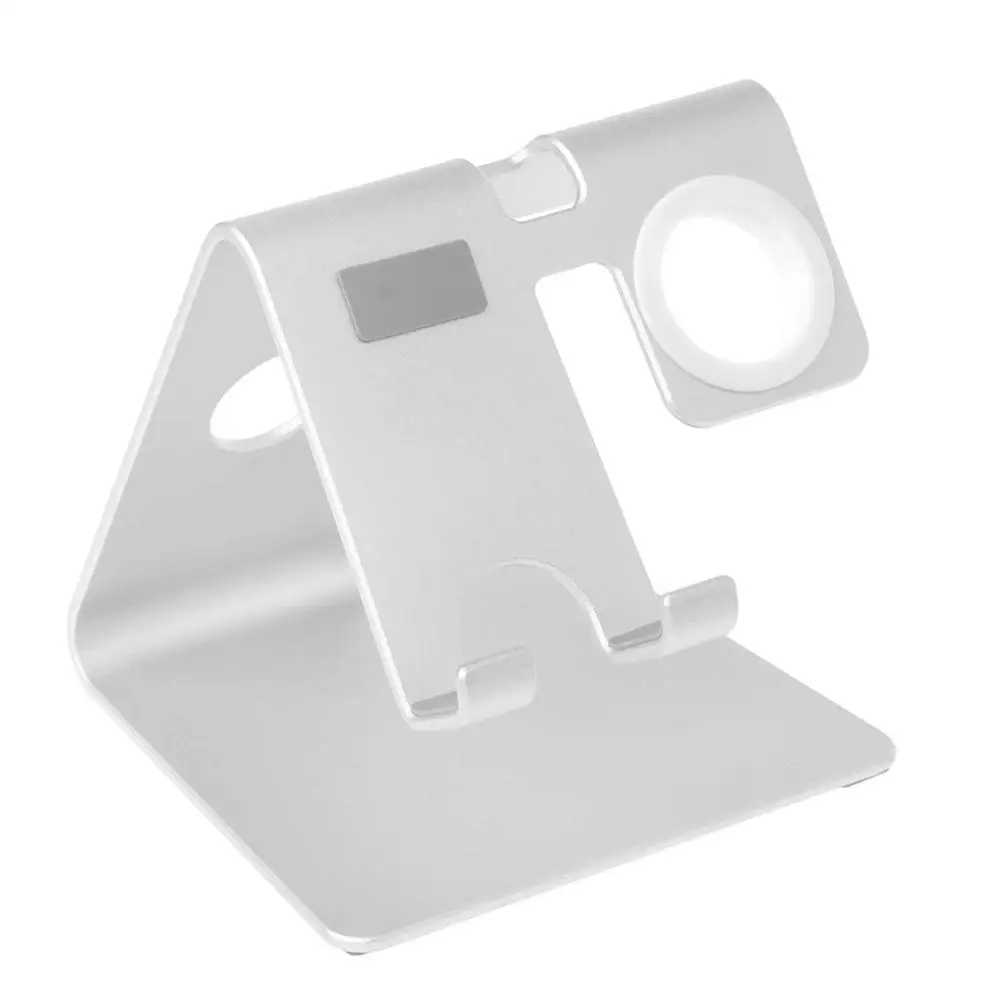 Алюминиевая Подставка для зарядки док-станции для Apple Watch iphone ipad Android Phone - Цвет: Серебристый