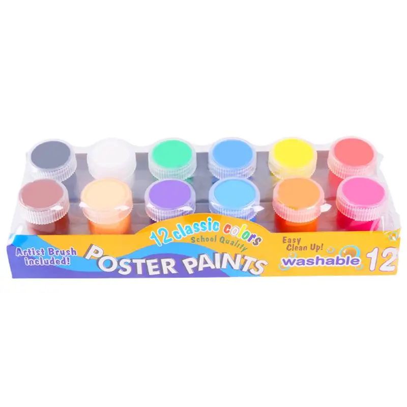12 Colors 6/12 яркие экологически чистые цвета, моющиеся краски для гуаши, для детей, начинающих, школьные принадлежности, краски для пальцев, детский подарок - Цвет: 12 Colors