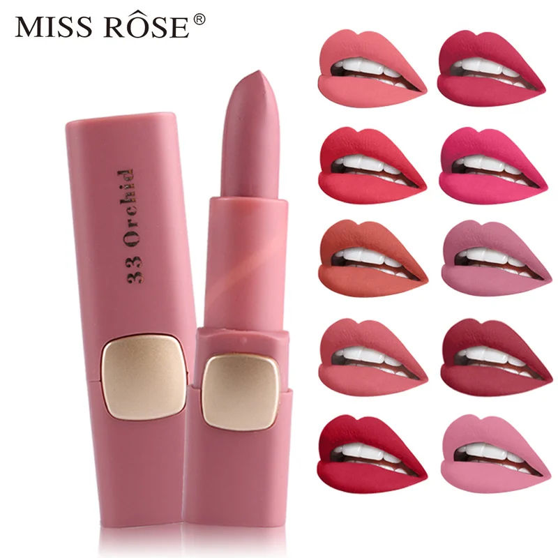MISS ROSE 18 Colors Lipstick Matte Waterproof Velvet Lip Stick Sexy Red Brown Pigments Makeup Matte Lipsticks Beauty Lips TSLM1 MISS ROSE 18 Colors Lipstick Matte Waterproof Velvet Lip Stick Sexy Red Brown Pigments Makeup Matte Lipsticks Beauty Lips TSLM1