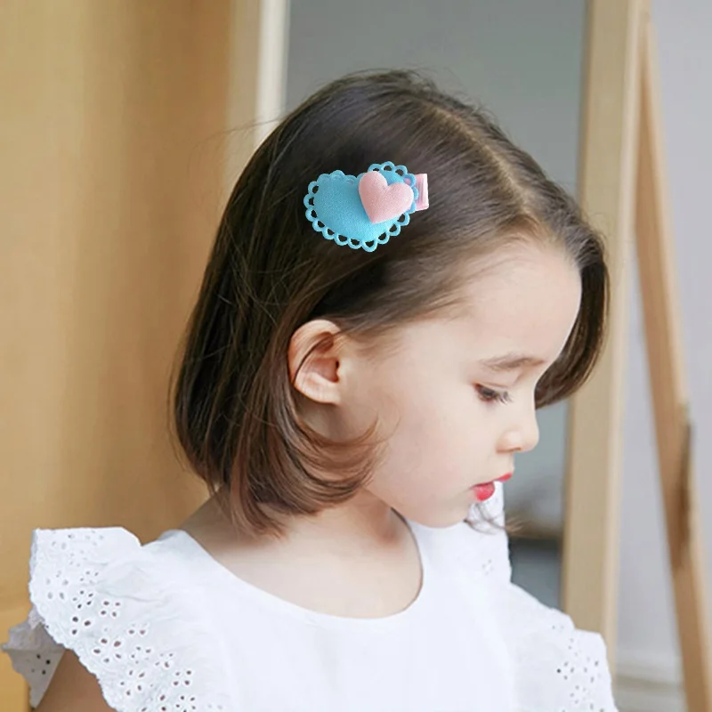 Baby Girls Hair Clips 2PCS Fashion Cute Flower Heart Shape Hairpins Kawaii Hair Pin Set Princess Headwear Hair Accessories