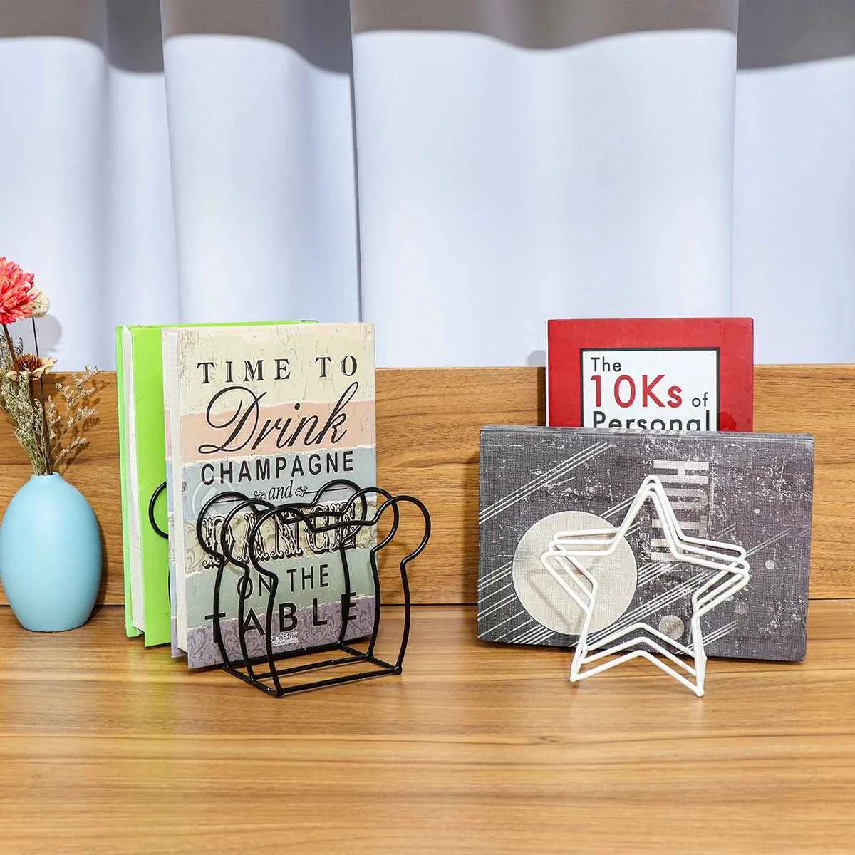 

Bookend Iron Art Magazine Bookshelf Nordic Book Display Sundry Storage Star File Organize Stand Book Holder
