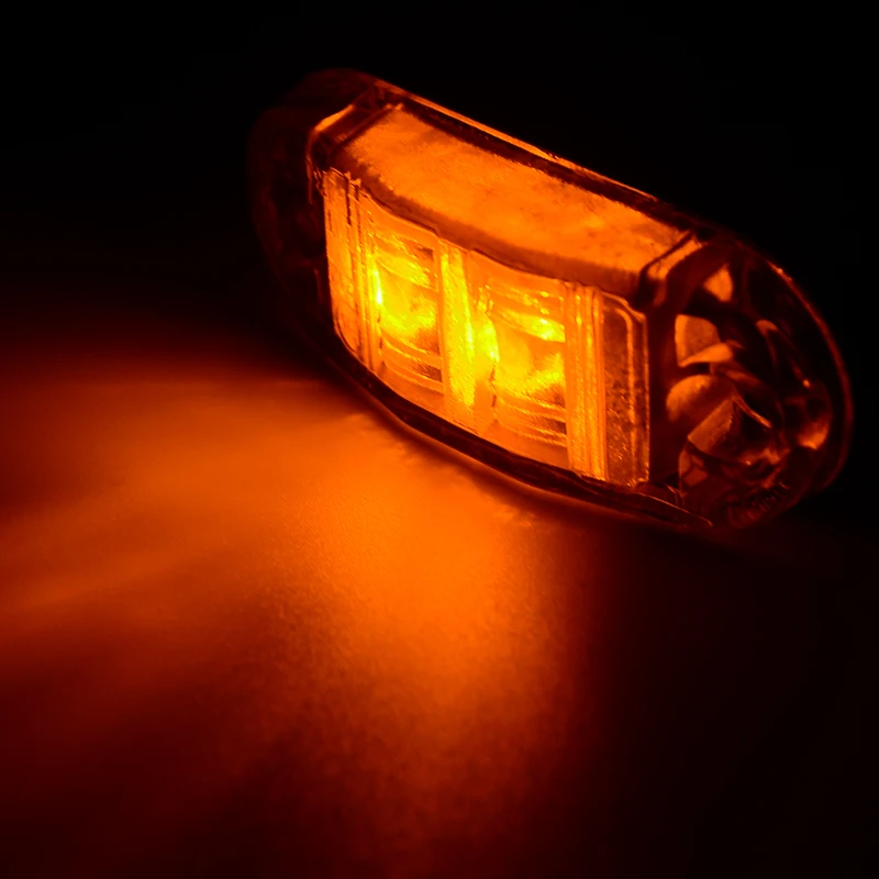 10Pcs Yellow 2LED Car Trailer Truck Side Marker Light Clearance Lamp Side Marker Indicator Trailer Light Rear Side Lamp