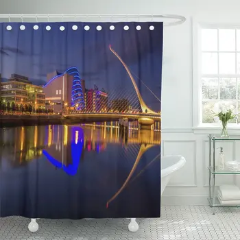 

Blue Ireland Samuel Beckett Bridge in Dublin Cityscape Shower Curtain Waterproof Polyester Fabric 72 x 72 Inches Set with Hooks