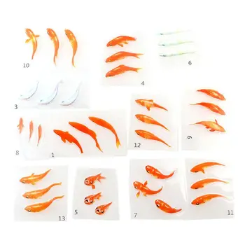 

12 Pcs/set 3D Small Goldfish Handmade Three-dimensional Stickers DIY Crystal Epoxy Resin Jewelry Making Painting Filling Materi