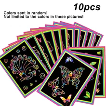 10 Pcs Paper Magic Colorful Stick Kids Craft Art Scratch Painting Drawing