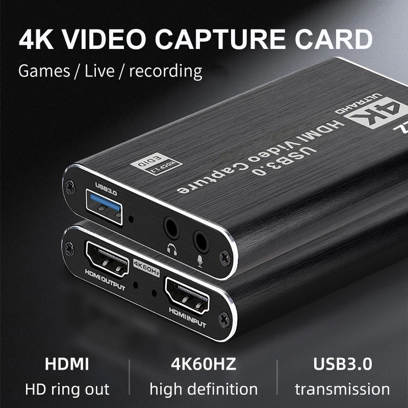 4K 60fps 1080P HDMI Video Capture Card Audio Loop