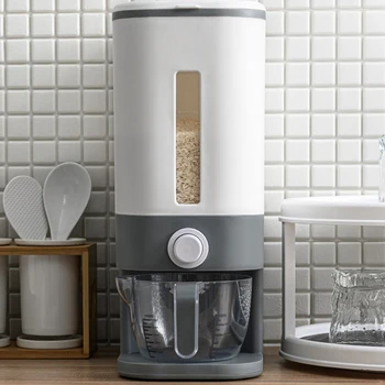 

Automatic Plastic Cereal Dispenser Storage Box Measuring Cup Kitchen Food Tank Rice Container Organizer Grain Storage B