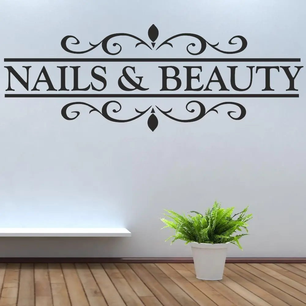 Nail Bar Salon Sticker Girl Spa Decal Massage Posters Vinyl Wall Decals Decor Mural 25 Color Choose Nail Salon Sticker