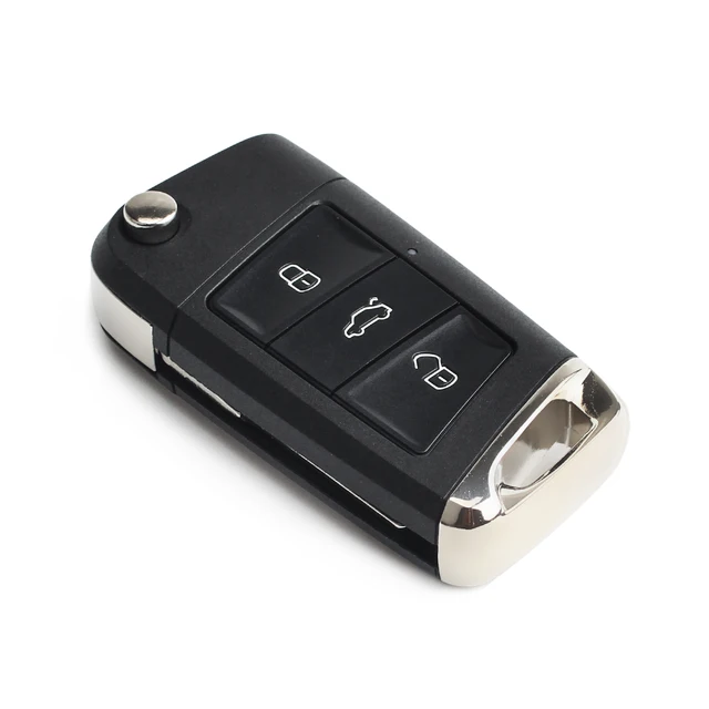 KEYYOU – coque de clé télécommande à 3 boutons, pliable, 10 pièces, lame pour Volkswagen, VW Golf 7, Jetta, Passat, coccinelle, Polo, Bora, HU66 -2