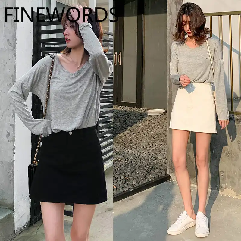 vintage black denim skirt