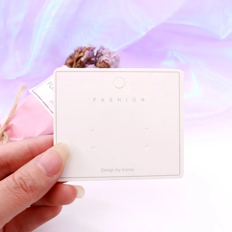

200PCS/Lot 7*6cm White Paper Jewelry Card Stud Dangle Earrings Display Holder Square Tag Cards Logo Customized