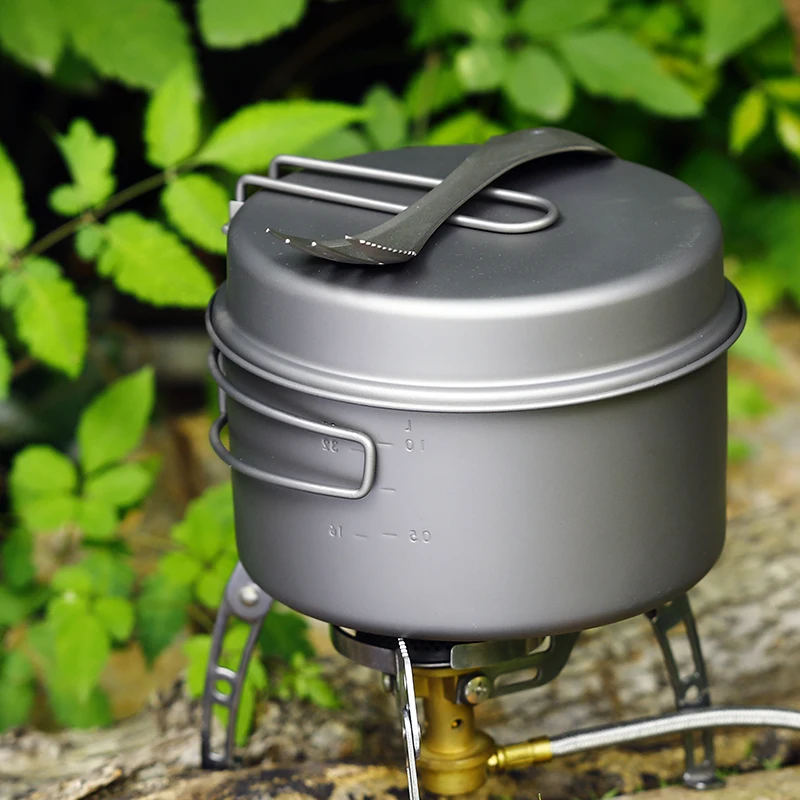 TOAKS Outdoor Camping Titanium Cookware Pan pot set with Folded handle Ultralight Portable for Backpacking picnic CKW-1350