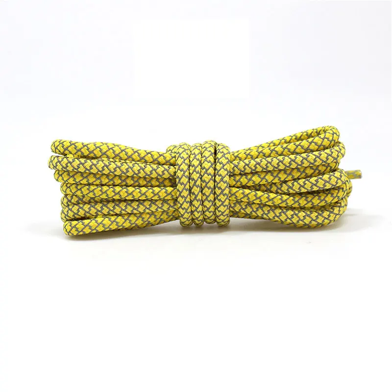 yellow Новые круглые светоотражающие шнурки 100/120 см унисекс спортивные безопасные кроссовки с шнурками для ночных прогулок беговые шнурки - Цвет: yellow