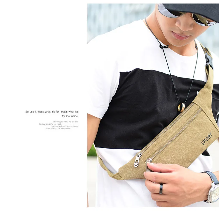 New Style Canvas Waist Pack Men Korean-style Waterproof Sports Waist Bag Women's Multi-functional Outdoor Casual Wallet Wholesal