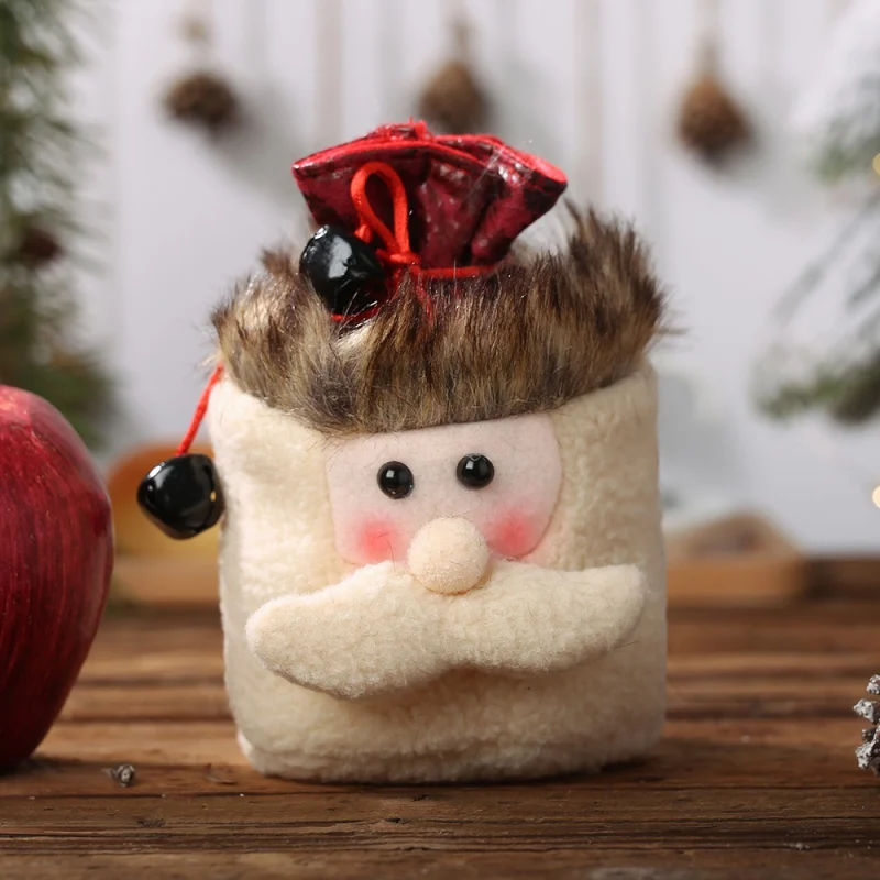 Christmas Tree Decorations Drawstring Candy Gift Bags Apple Bags With Small Bell For Holiday Party navidad Christmas