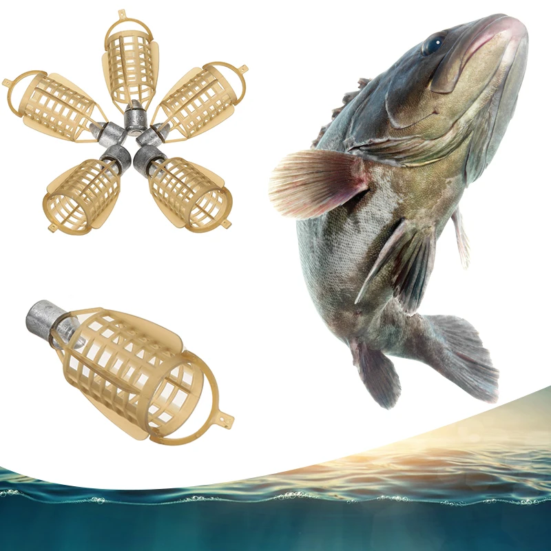 Tackle Fishing Bait Cage Basket Holder Fish Feeding Lure Trap Accessories