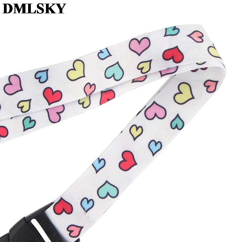 DMLSKY красочные сердце шнурок для ключей модные ремешки для ключей значок ID Мобильный телефон Веревка шеи ремешки подарки M3821