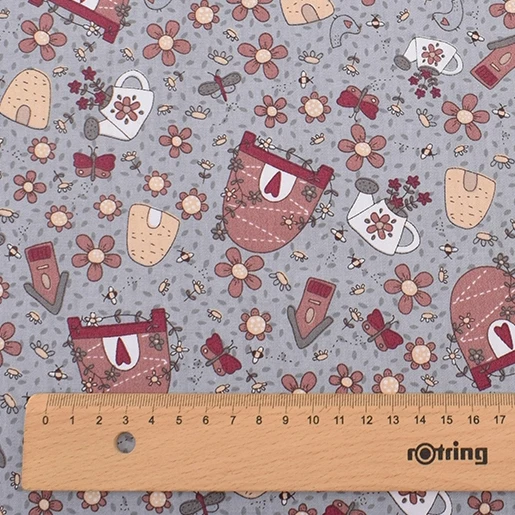 Chainho,Printed Twill Cotton Fabric,Bean Red Series,Patchwork Clothes,DIY Sewing Quilting Material For Baby&Children's Bedcloth C 1 piece 100x160cm