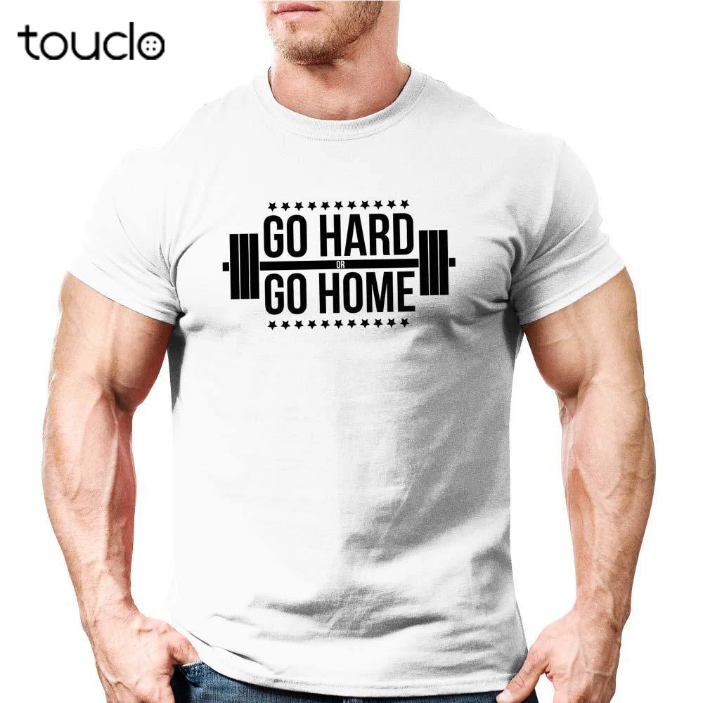 100% качественная Хлопковая мужская футболка с принтом Go Hard or Home | Uk Body Building Gyme