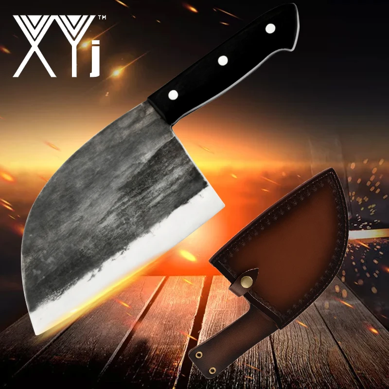 XYJ кухонный нож ручной работы для мясника шеф повара полностью Tang