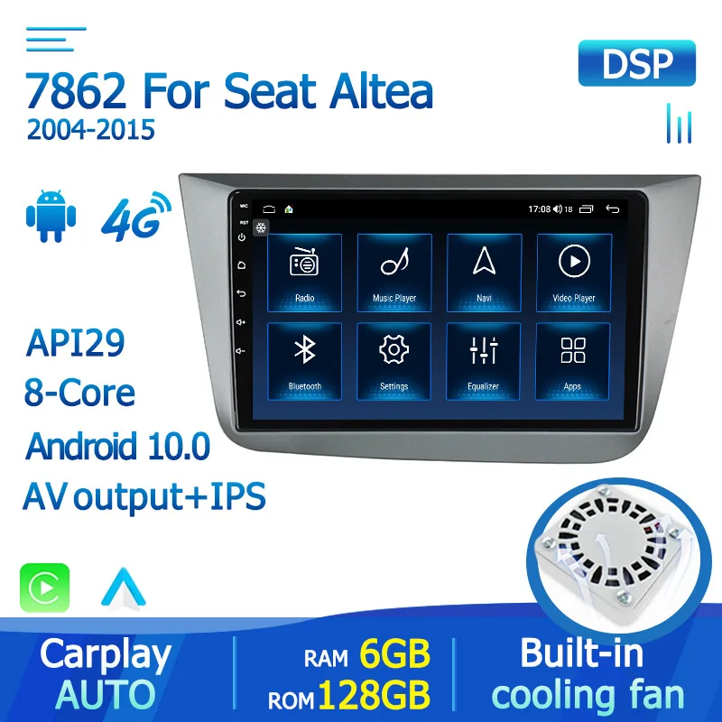 Автомагнитола 2DIN Android10 для Seat Altea 2004-2015 GPS-навигация стереоприемник автомобильный