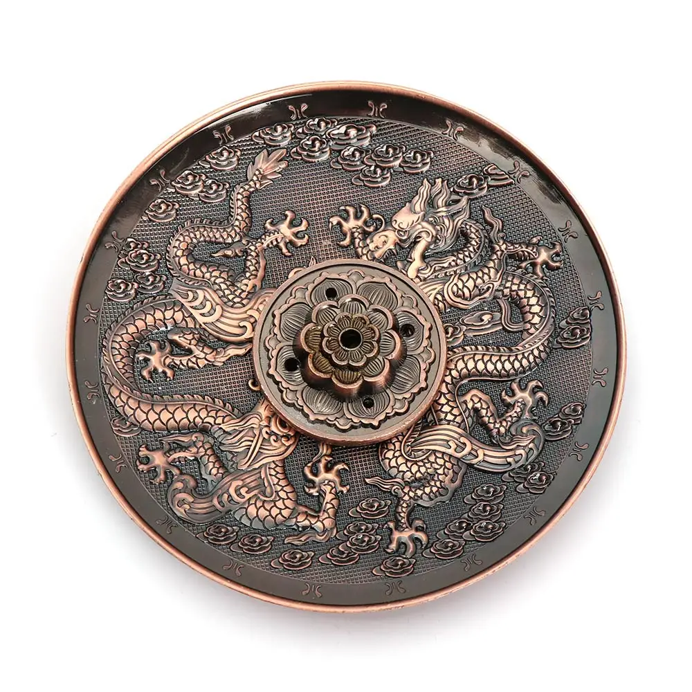 Purple Bronze2 1 Set Chinese Zodiac Censer 5 Holes Lotus Backflow Incense Plate Joss-stick Holder Retro Crafts Buddhism Temple Tool Home Decor - Цвет: Purple Bronze2