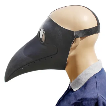 

Cosplay Steampunk Plague Doctor Bird Mask Halloween Party Masks White/Black Latex Bird Beak Masks Long Nose Costume Props
