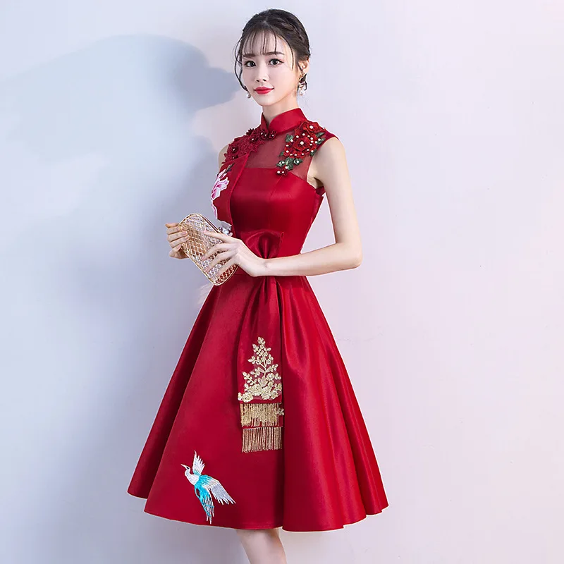 vintage chinês, tradicional, casamento, cheongsam, elegante, vestidos de festa de tarde