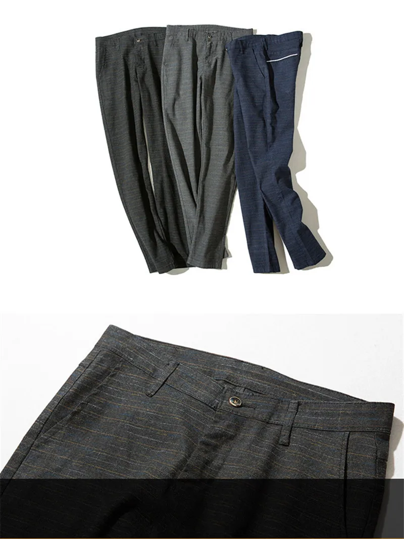 Брендовые мужские весенние и летние повседневные штаны, мужские полосатые микро эластичные прямые брюки, Pantalones Hombre, черные, серые, синие, 688