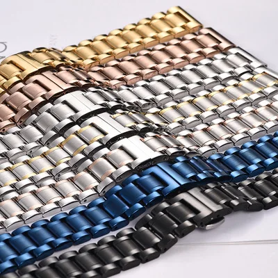 

Watch Band Strap Solid Stainless Steel Bracelet Seven Beads Butterfly Buckle 12 13 14 15 16 17 18 19 20 21 22 23 24mm Bands