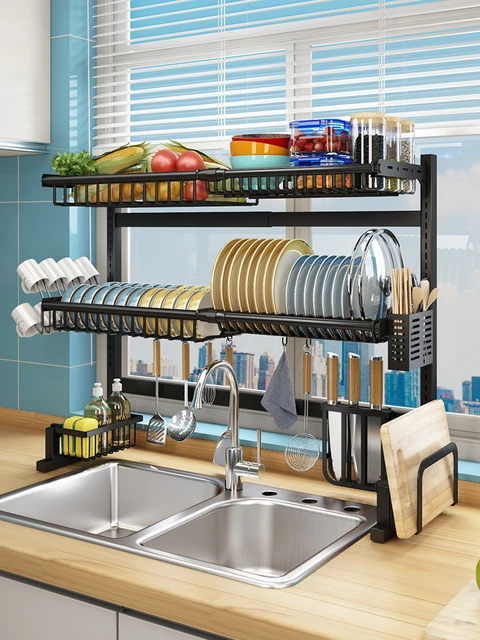 Cupboard Plastic Kitchen Drain Dish Rack  Sink Dish Drying Rack Organizer  - Cabinet - Aliexpress