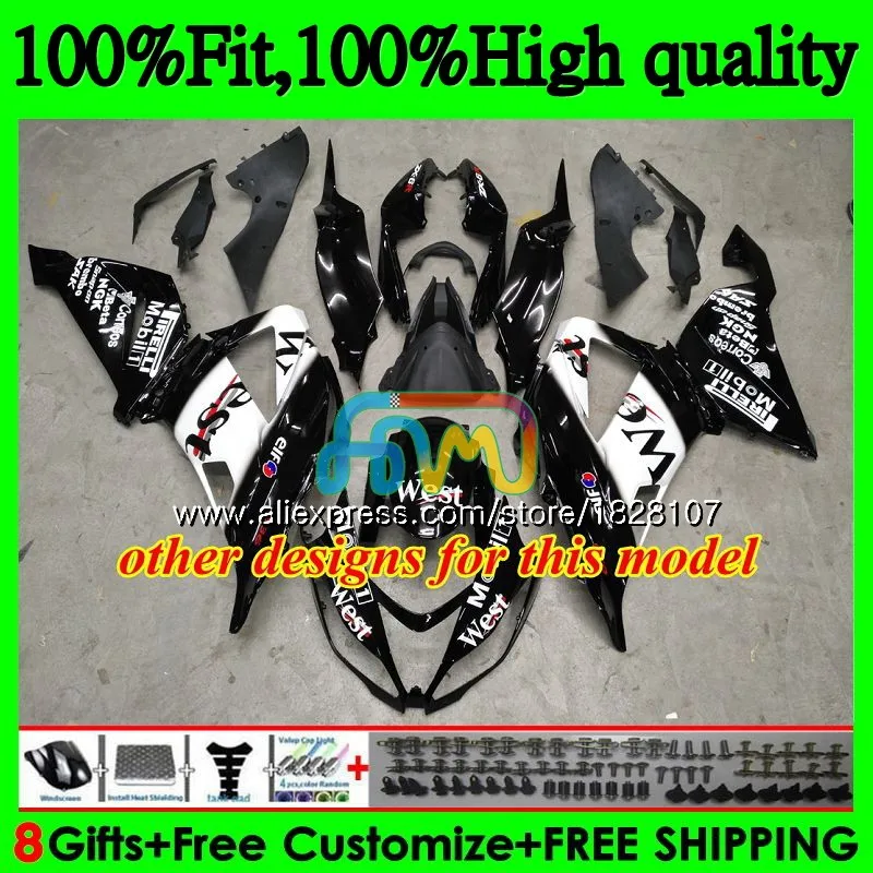 Инъекции для KAWASAKI ZX 6R ZX-636 ZX 636 ZX636 25BS. 0 ZX-6R ZX6R 13, 14, 15, 16, 17, 2013 обтекатель Черный Запад