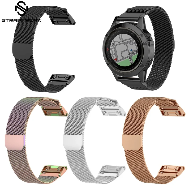 

Milanese Watchband for Garmin Fenix 5X 5 5S Plus 3 3 HR Forerunner 935 Watch Quick Release Easy fit Wrist Strap 26mm 22mm 20mm