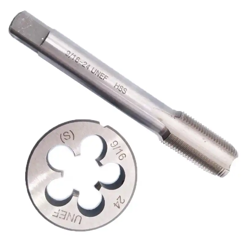 High Speed Steel Right Hand 9//16-24 UNEF Tap 90mm 9//16-24 UNEF Die 38mm Tools