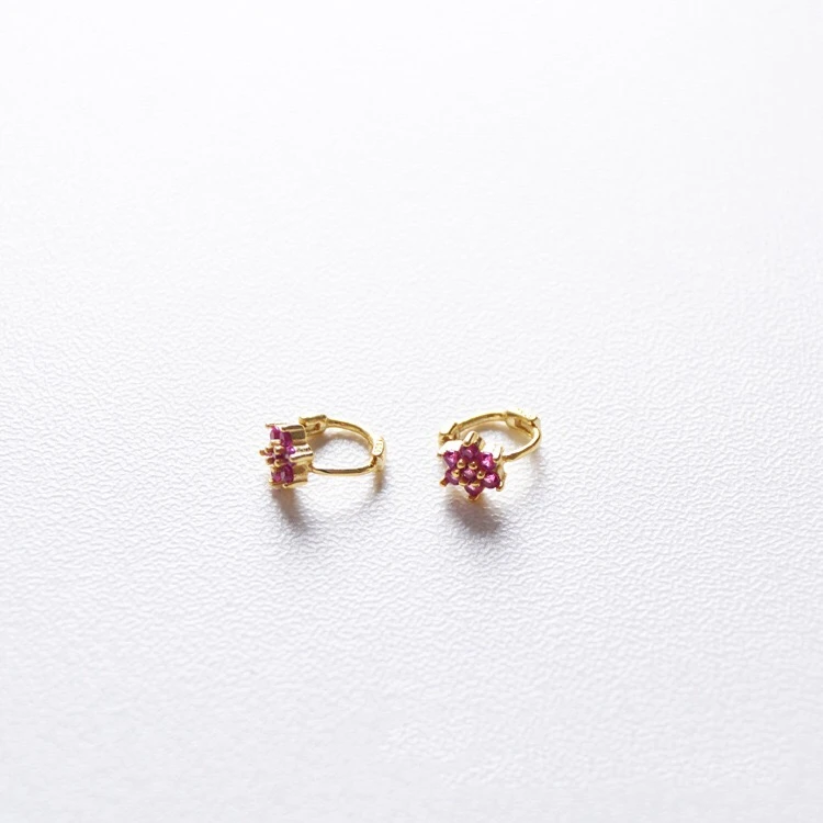 Серьги из стерлингового серебра 925 пробы, модные розовые, красные, белые, циркониевые серьги с цветами, мини-серьги с пряжкой, милые трендовые серьги для девочек