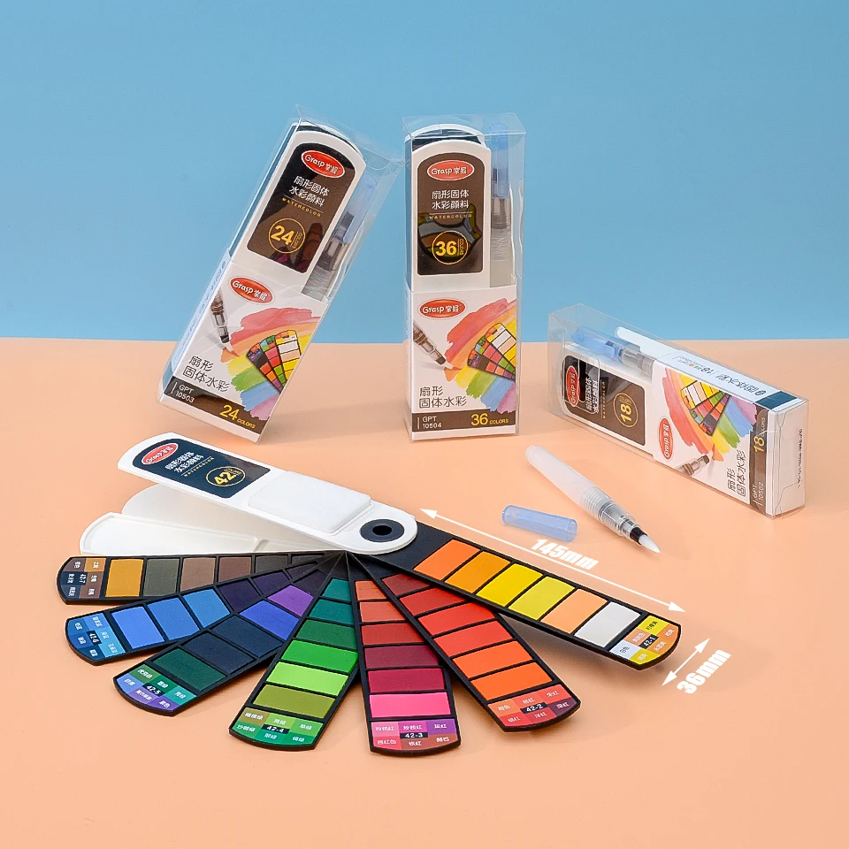 18/24/36/42 Colors Watercolor Paint Set With Water Brush Pen Palette Foldable Travel Solid Water Color Painting Art Supplies