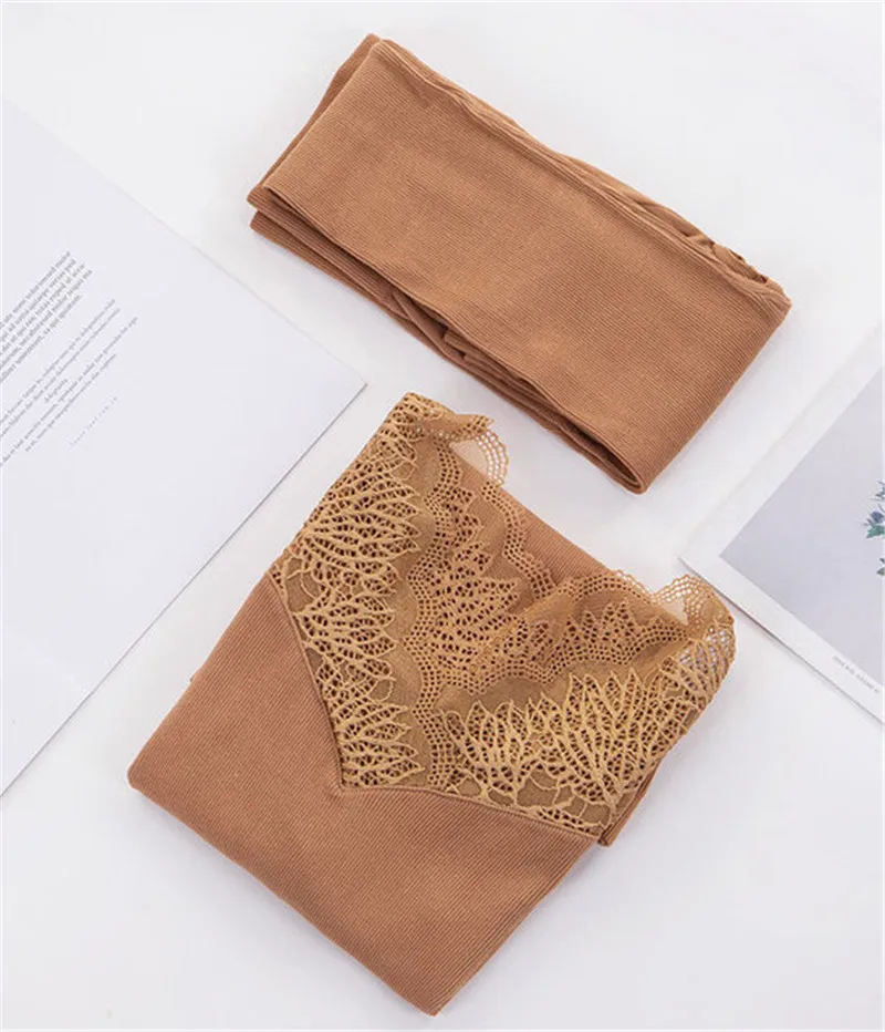 Camel Sexy Lace Thermal Underwear For Women Winter Long Johns Set Bodycon Slim Thermal Clothing V-Neck Second Female Skin Inner Wear - Цвет: Camel