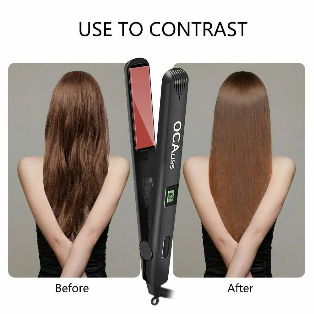

Ocaliss Hair Straightener Flat Iron Professional Ceramic Tourmaline Plate Portable LCD Flat Iron Hair Straightener US EU Plug