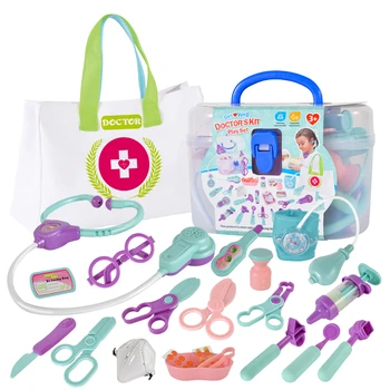 

22/25 Pcs/set Children Medical Pretend Play Toy Simulation Doctor Nurse Role Playset - Round Box Type A