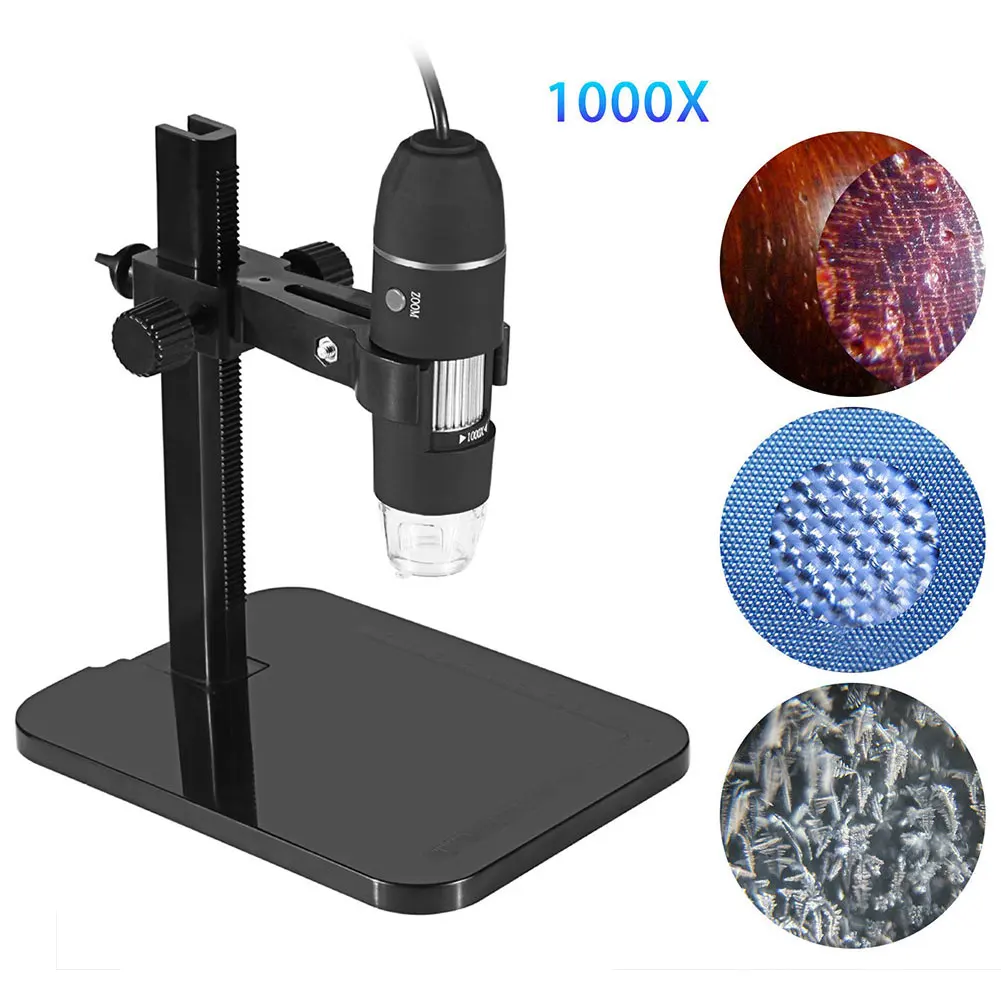 

1000X Led Microscope Professional USB Electronic Video Camera Inspection With Lift Stand Laboratory Practical Digital Magnifier