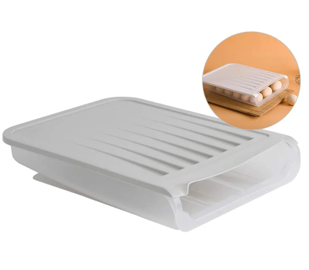 

Auto Scrolling Egg Storage Holder Box Egg Refrigerator Container Fridge Food Savers 10 Grid Food Container Kitchen Storage Box
