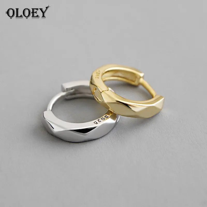 OLOEY 1 шт., Настоящее 925 пробы, серебряные серьги-кольца для женщин, Корея, INS, круглые маленькие серьги с ромбами, хорошее ювелирное изделие YME572
