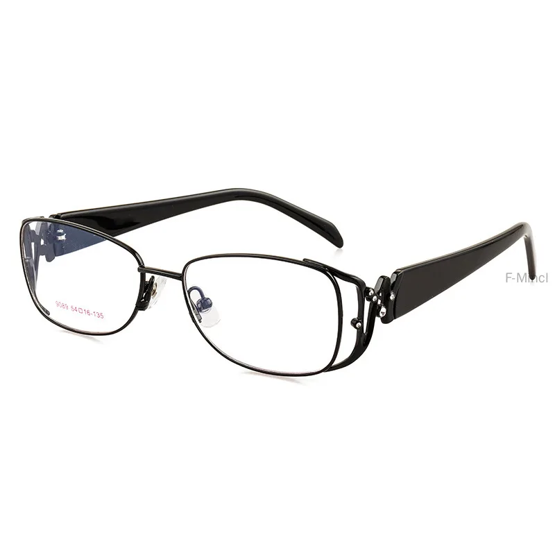 Женские очки из металлического сплава с полой оправой для женщин овальные брендовые дизайнерские оптические очки модные очки с коробкой FML - Цвет оправы: black