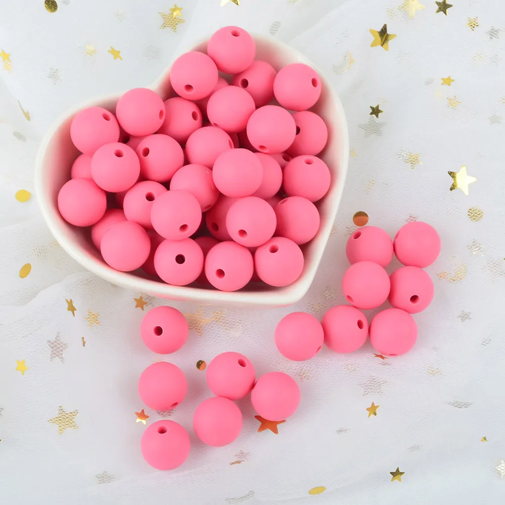 sakura LOFCA 12 мм 50 шт./лот Силиконовые бусы для прорезывания зубов Ожерелье Детские Прорезыватели игрушки СИЛИКОНОВЫЕ BPA бесплатно жевательные подвески для новорожденных аксессуары для кормления - Цвет: sakura