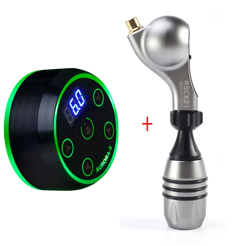Набор татуировки профессиональная роторная машина татуировки ракета D3 с питанием от татуировки Аврора-2 комплект - Цвет: silver