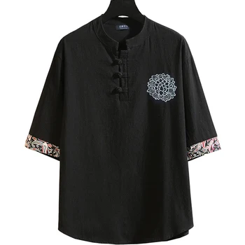 

2020 Oversized men's 160kg 7XL 8XL 6XL 10XL summer men's large size Linen short sleeve tshirt casual o-neck loose Black Home